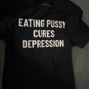 Black Graphic T-Shirt with Bold White Text